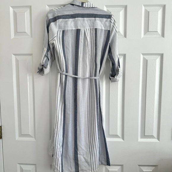 NWT Skies are Blue White and Navy Striped Shirt Dress size XS - Picture 7 of 7